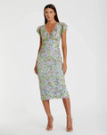 Women's Blue Dress Floral Sequin