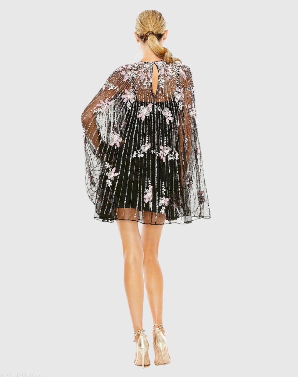 Women's Black Dress - Embellished Trapeze