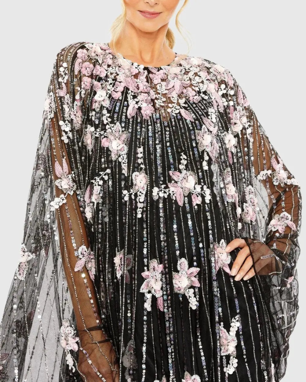Women's Black Dress - Embellished Trapeze