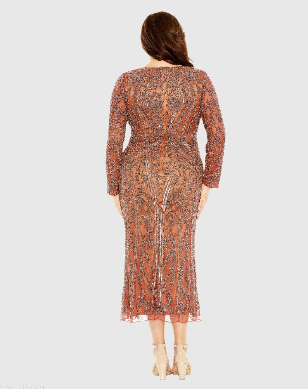 Women's Orange Dress - Orange Sequin Mesh