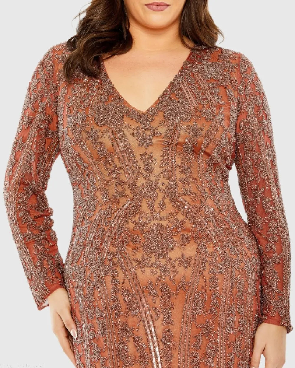 Women's Orange Dress - Orange Sequin Mesh