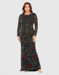 Women's Black Dress - Black Floral Mesh