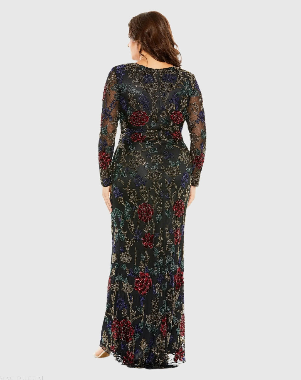 Women's Black Dress - Black Floral Mesh