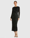 Women's Dress - Sleeve Embellished - Long Sleeve Embellished