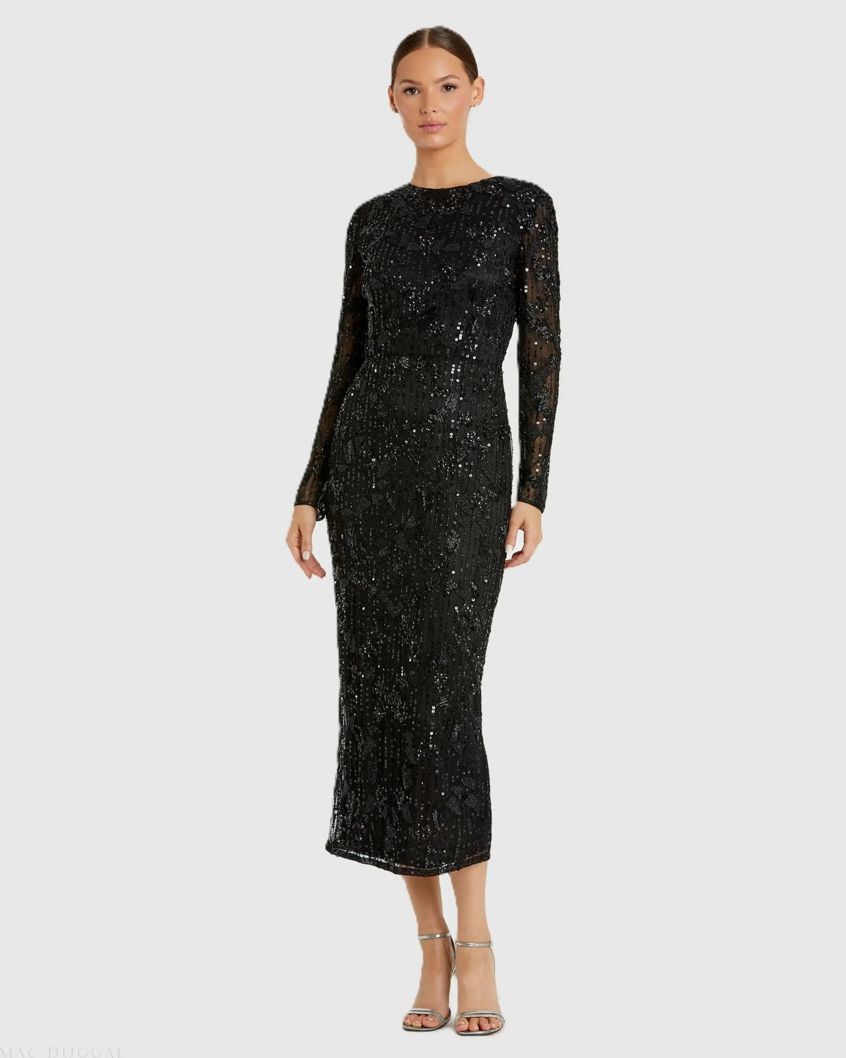Women's Dress - Sleeve Embellished - Long Sleeve Embellished