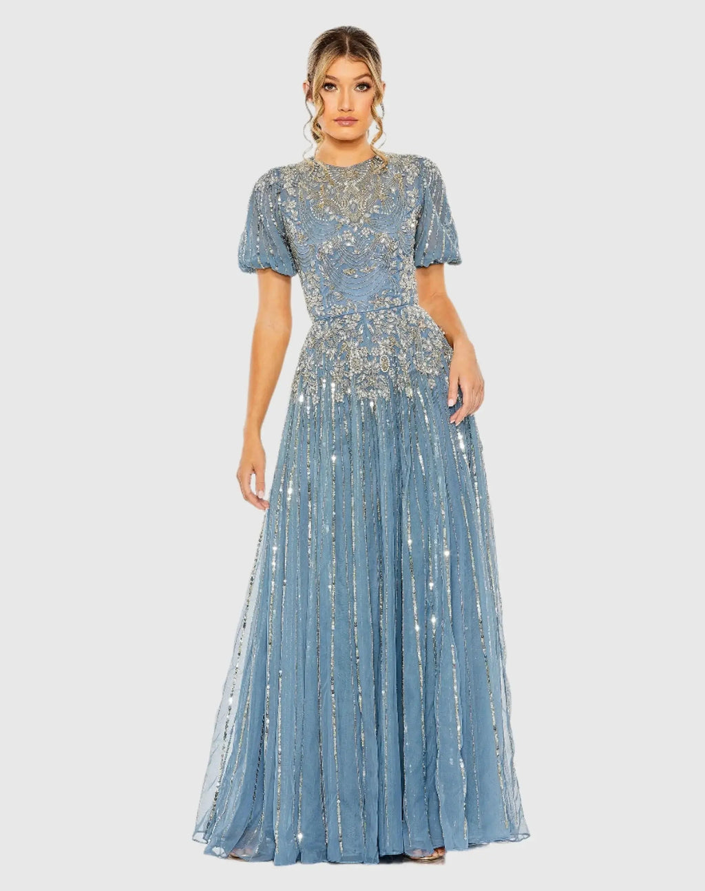 Women's Blue Dress - Black Sequin Floral