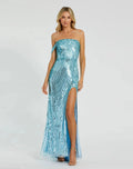 Women's Blue Dress Sequin One Shoulder - Blue One-Shoulder Backless