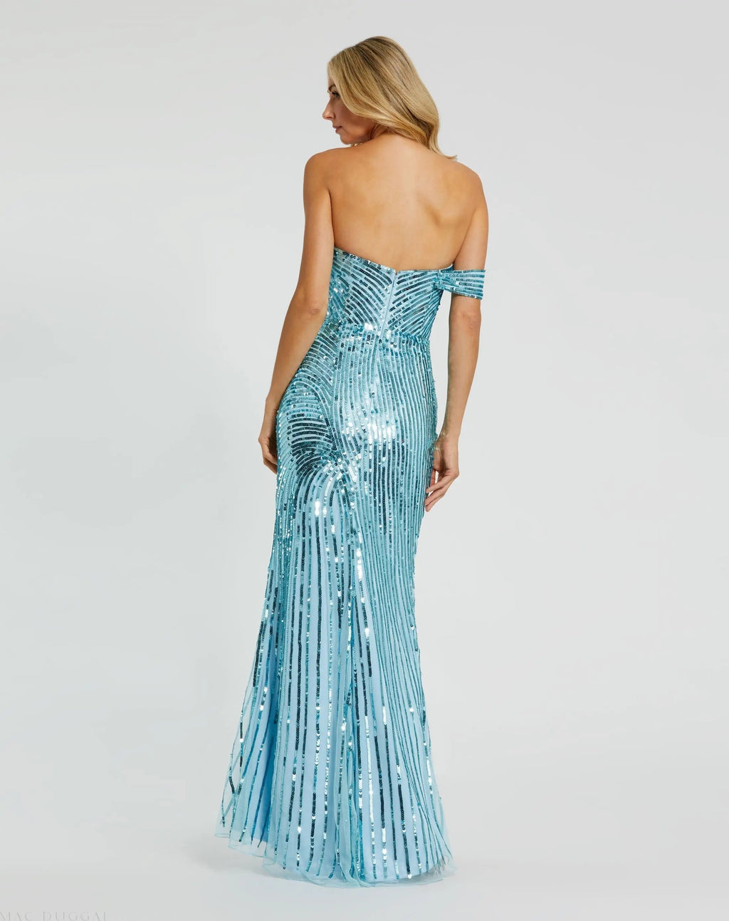 Women's Blue Dress Sequin One Shoulder - Blue One-Shoulder Backless