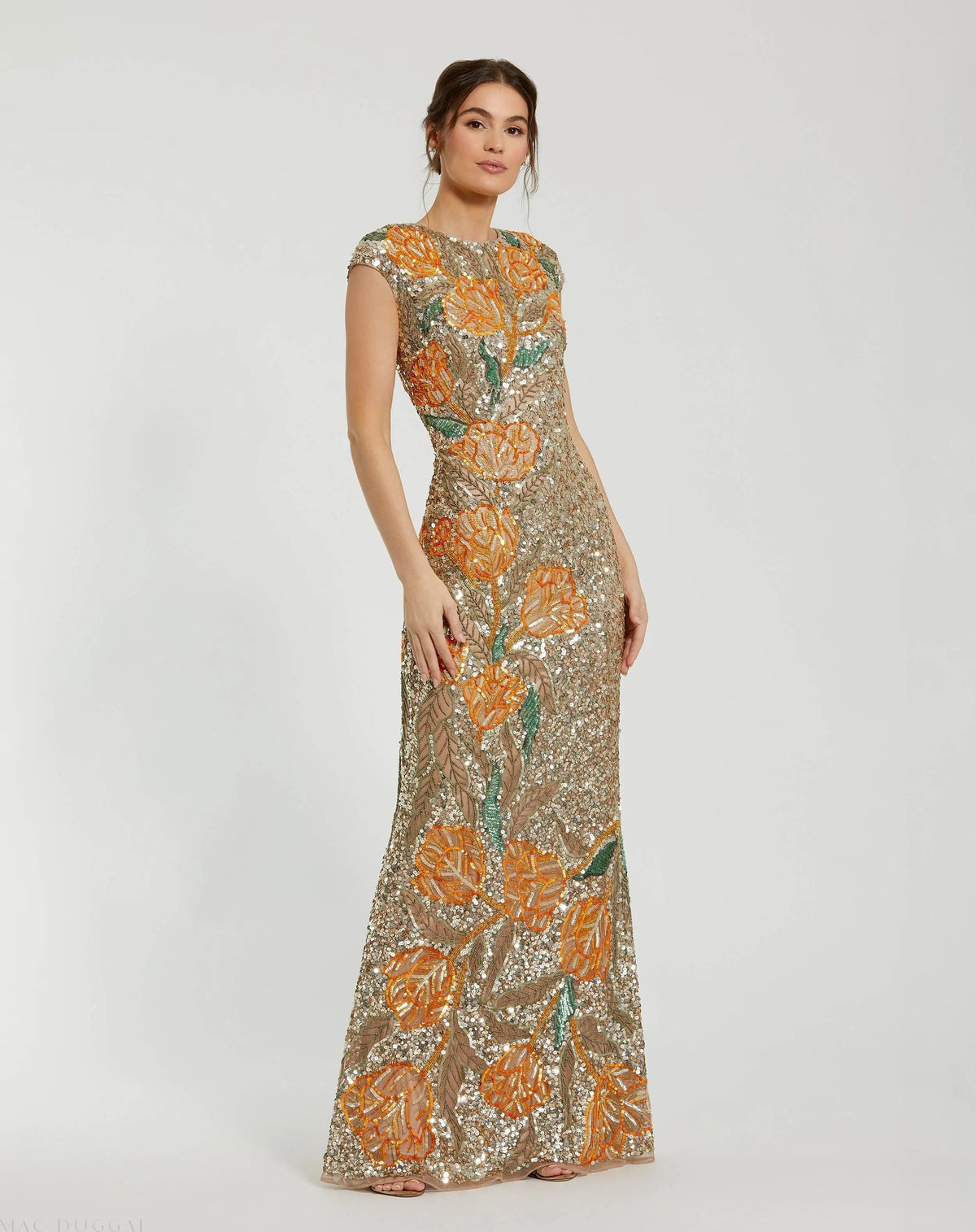 Women's Gold Dress Floral - 6121