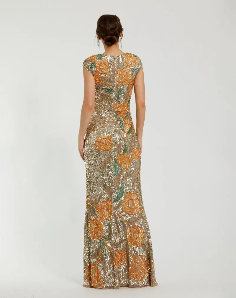 Women's Gold Dress Floral - 6121