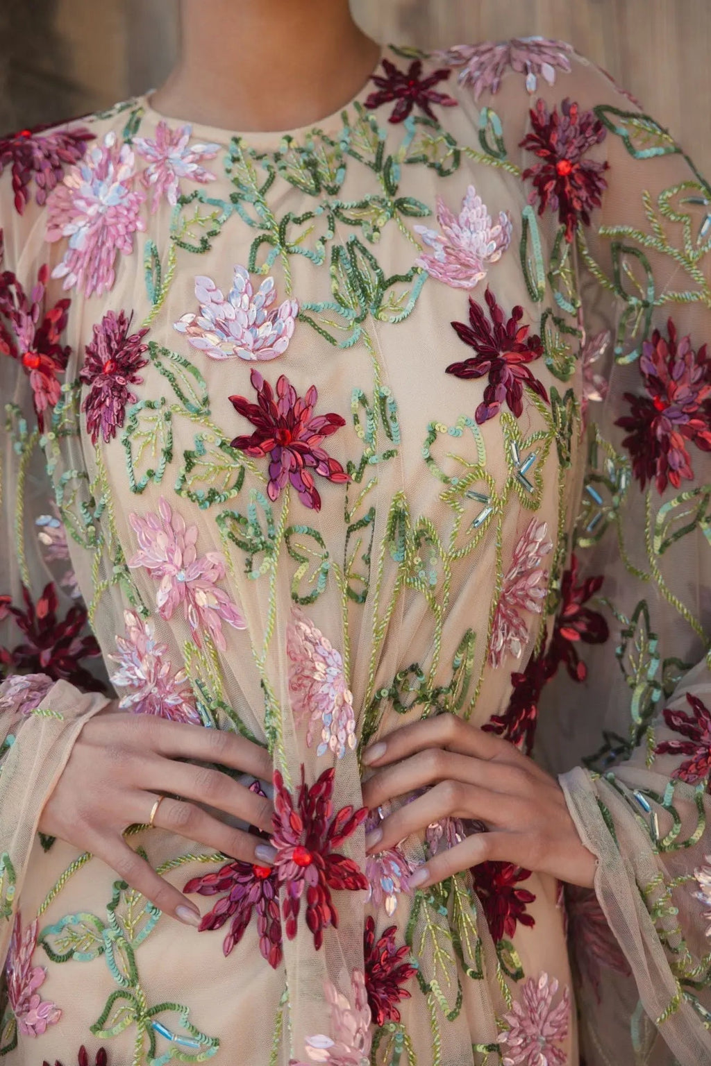 Women's Beige Mini Dress Floral