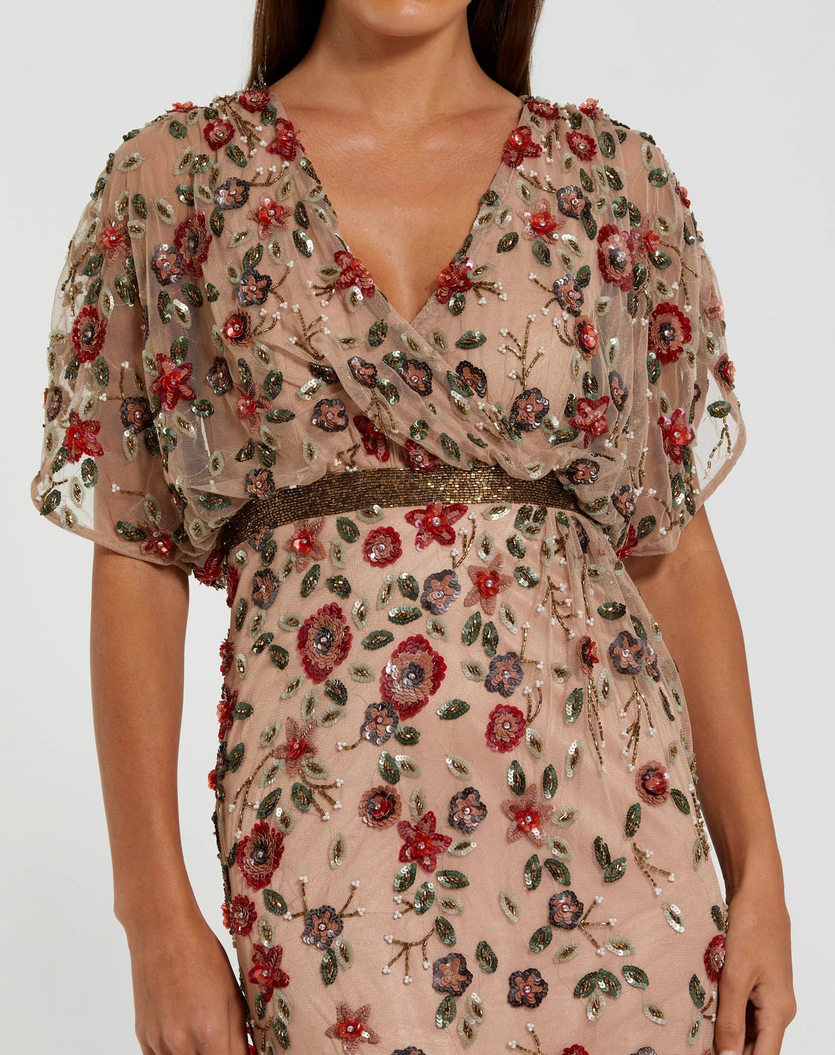 Women's Beige Dress Floral - 6158