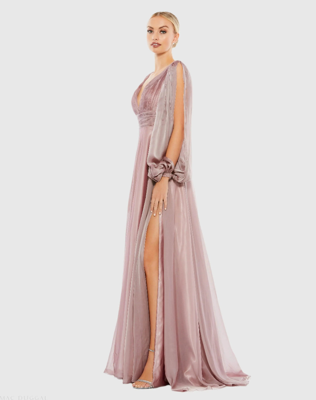 Women's Purple Dress - Purple Ruched Pleated