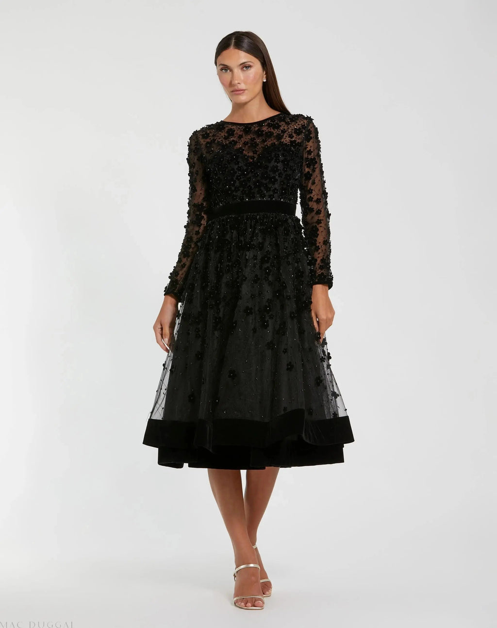 Women's Dress - Floral Velvet