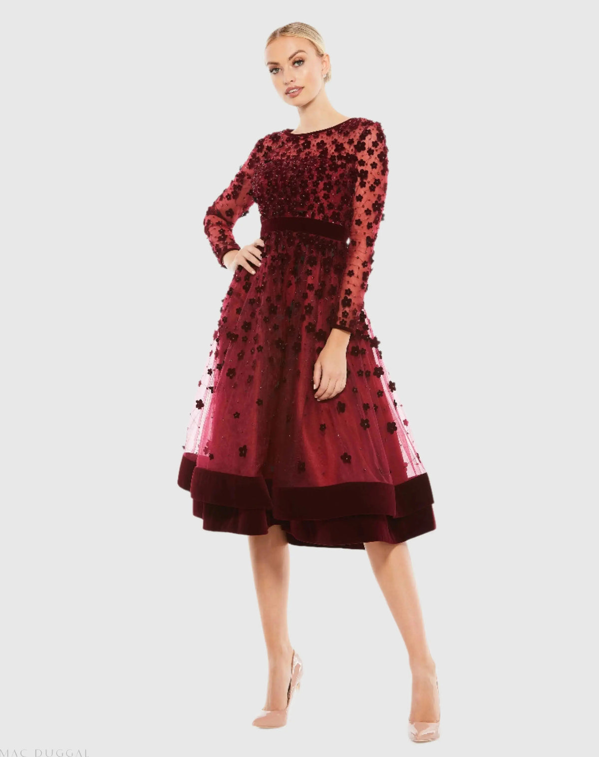 Women's Dress - Floral Velvet