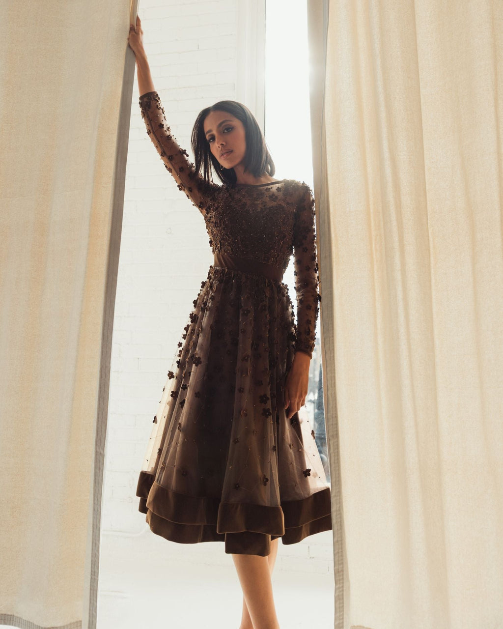 Women's Dress - Floral Velvet