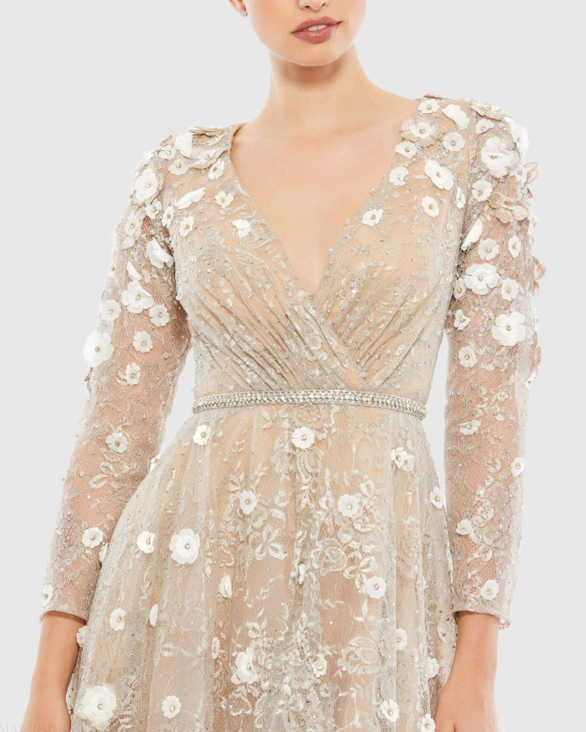 Women's Beige Cocktail Dress Lace Floral for Evening & Special Occasions
