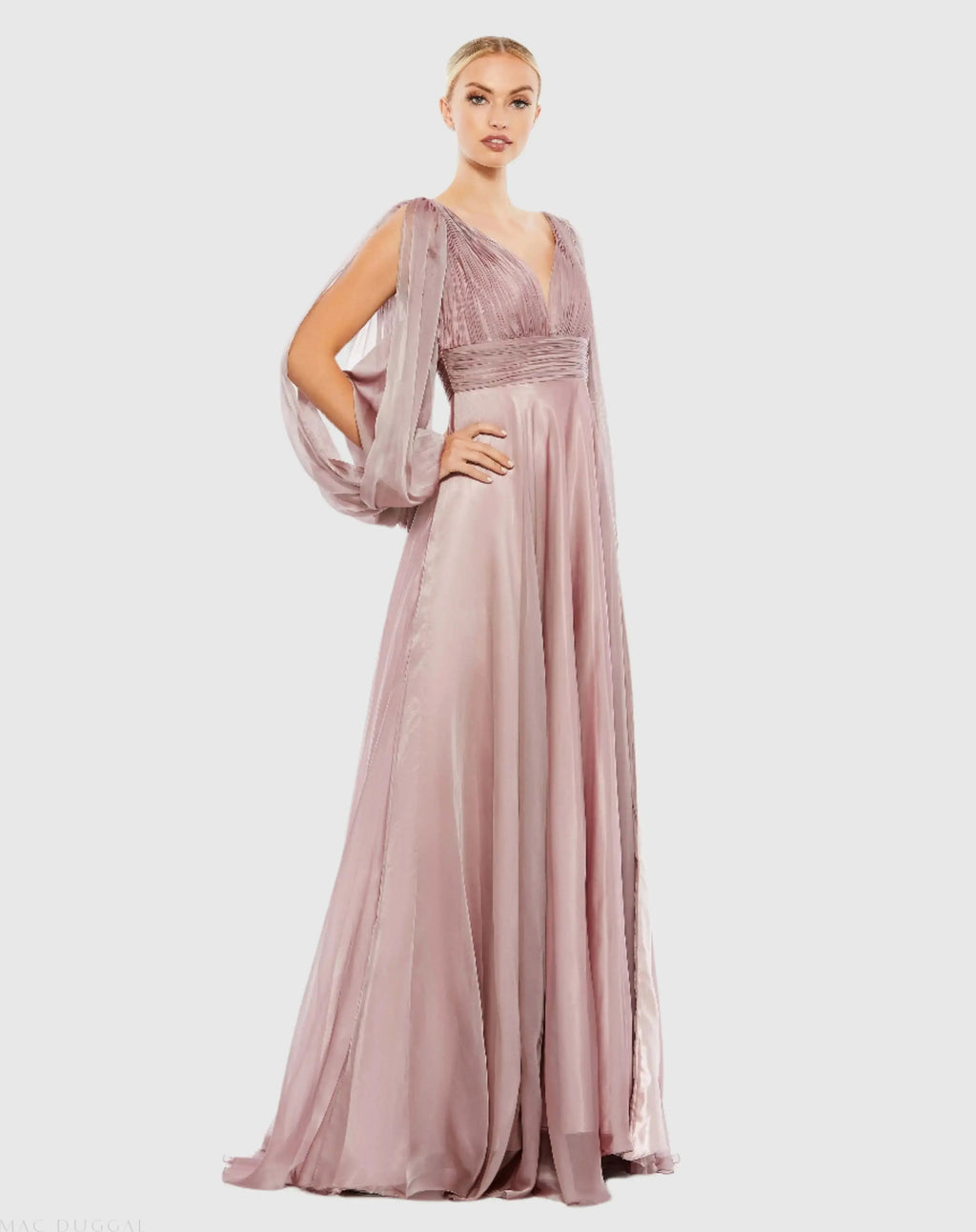 Women's Purple Dress - Purple Ruched Pleated