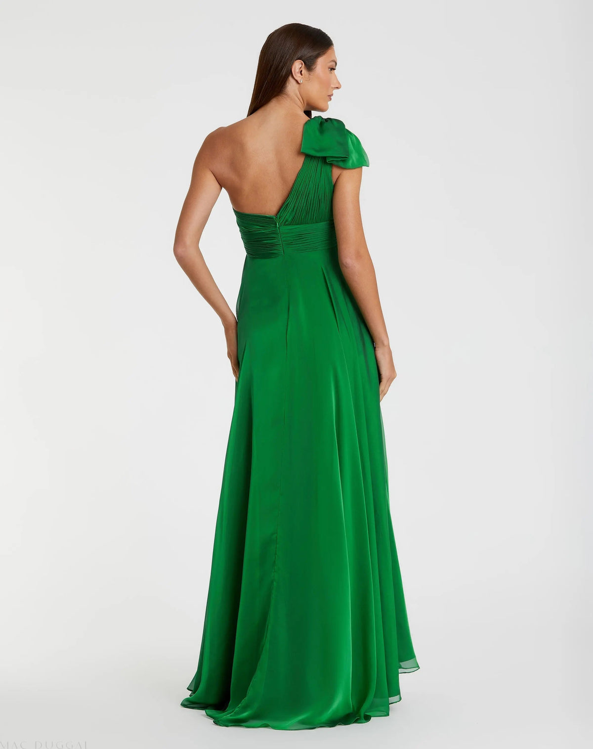 Women's Green Dress One Shoulder - Green One-Shoulder Pleated