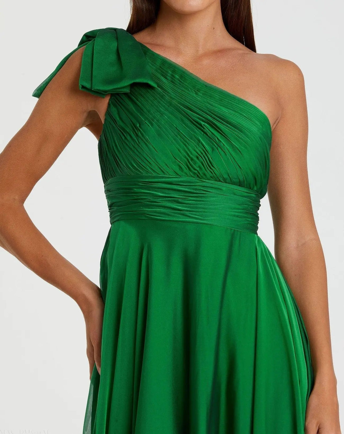 Women's Green Dress One Shoulder - Green One-Shoulder Pleated