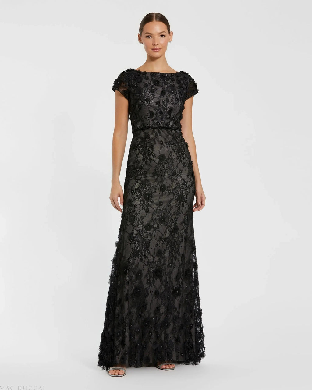 Women's Black Dress Floral - Black Lace