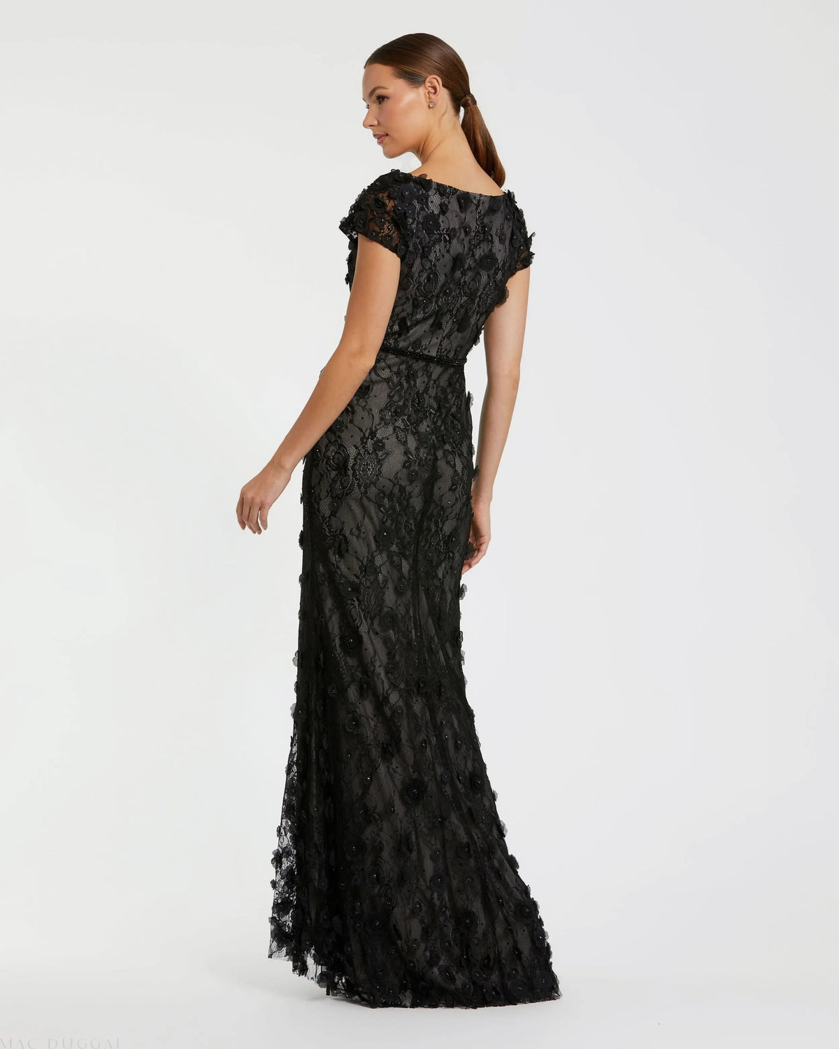Women's Black Dress Floral - Black Lace