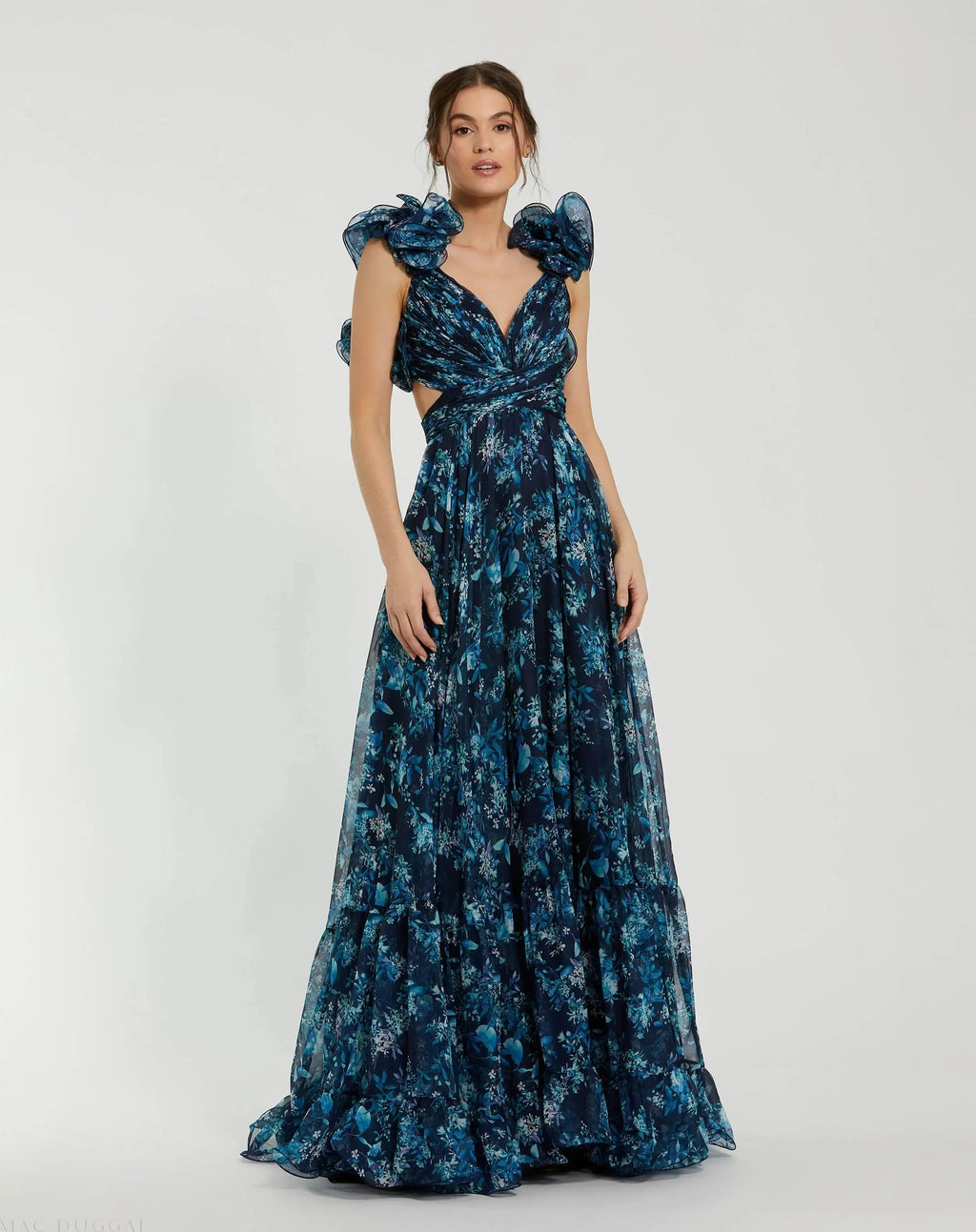 Women's Navy Dress Floral - Navy Lace Ruched