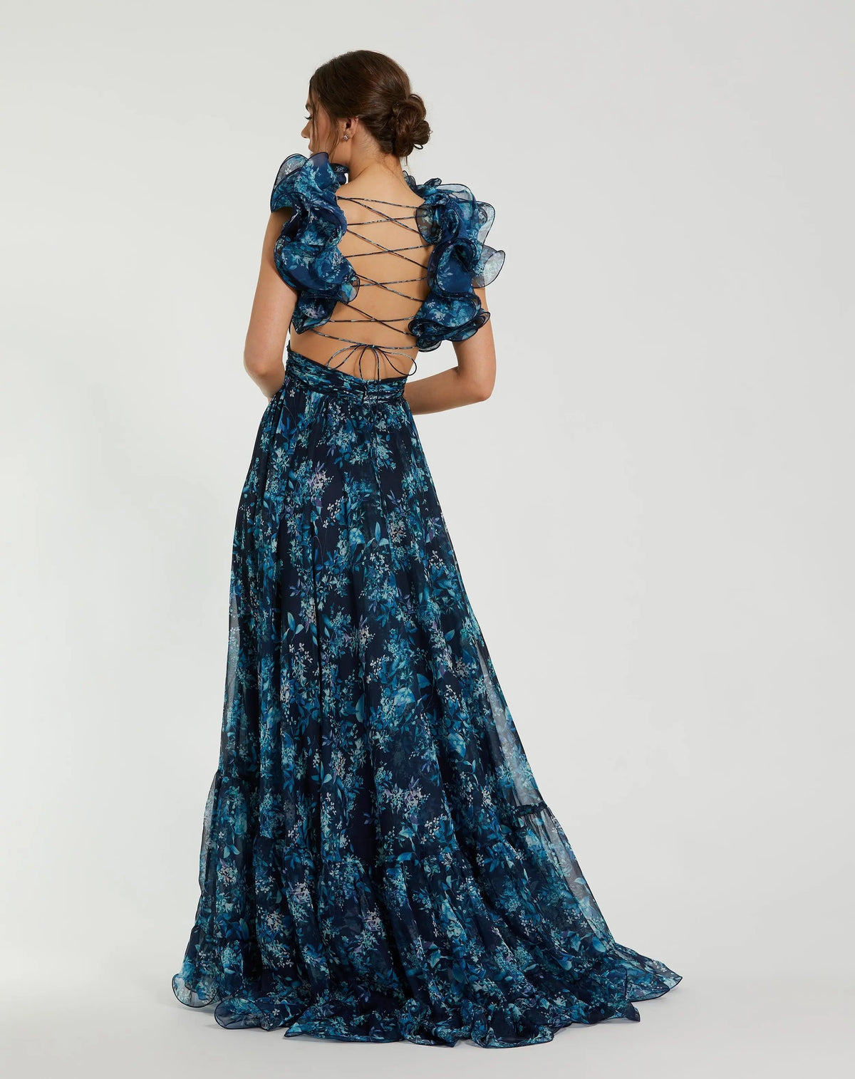 Women's Navy Dress Floral - Navy Lace Ruched