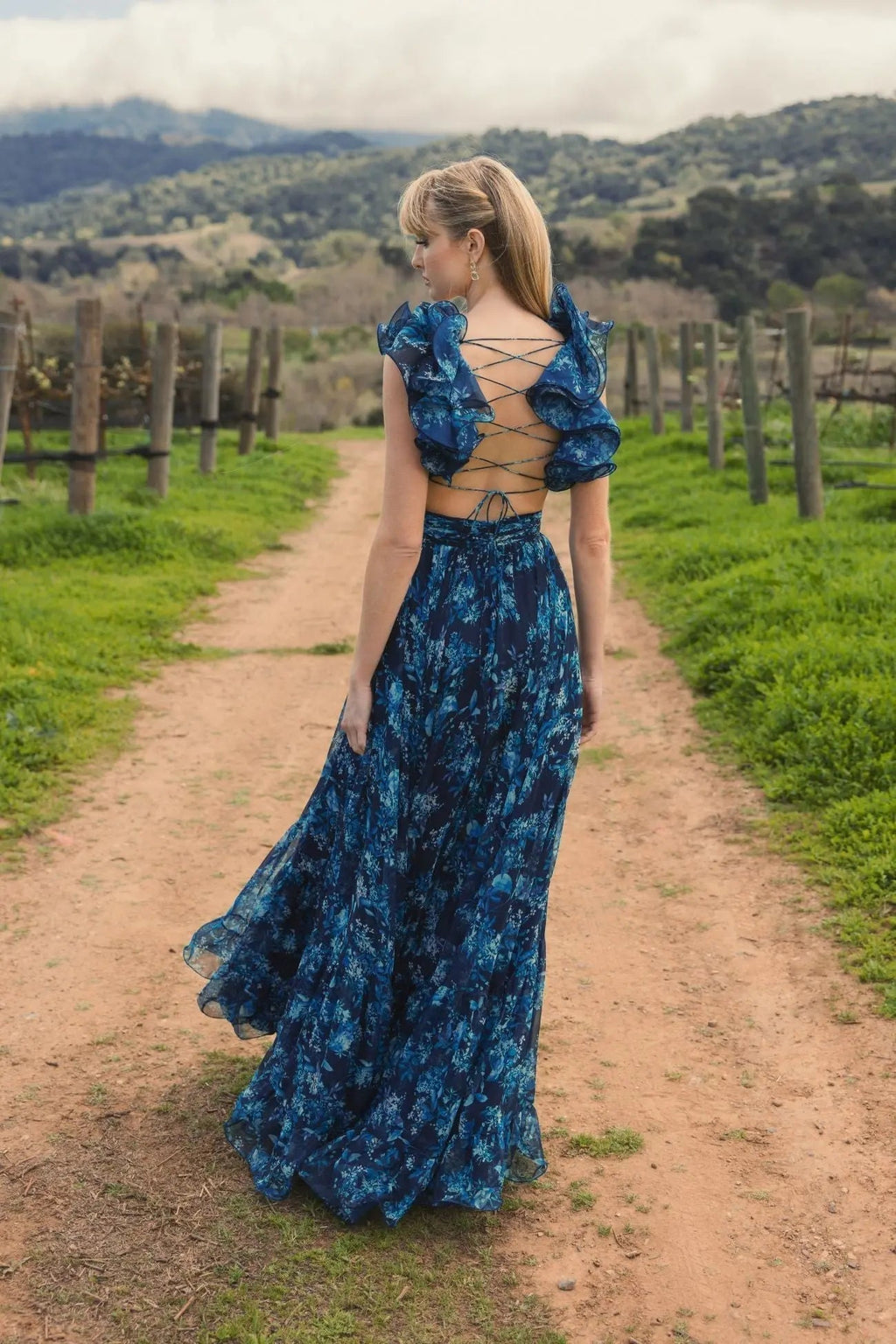 Women's Navy Dress Floral - Navy Lace Ruched