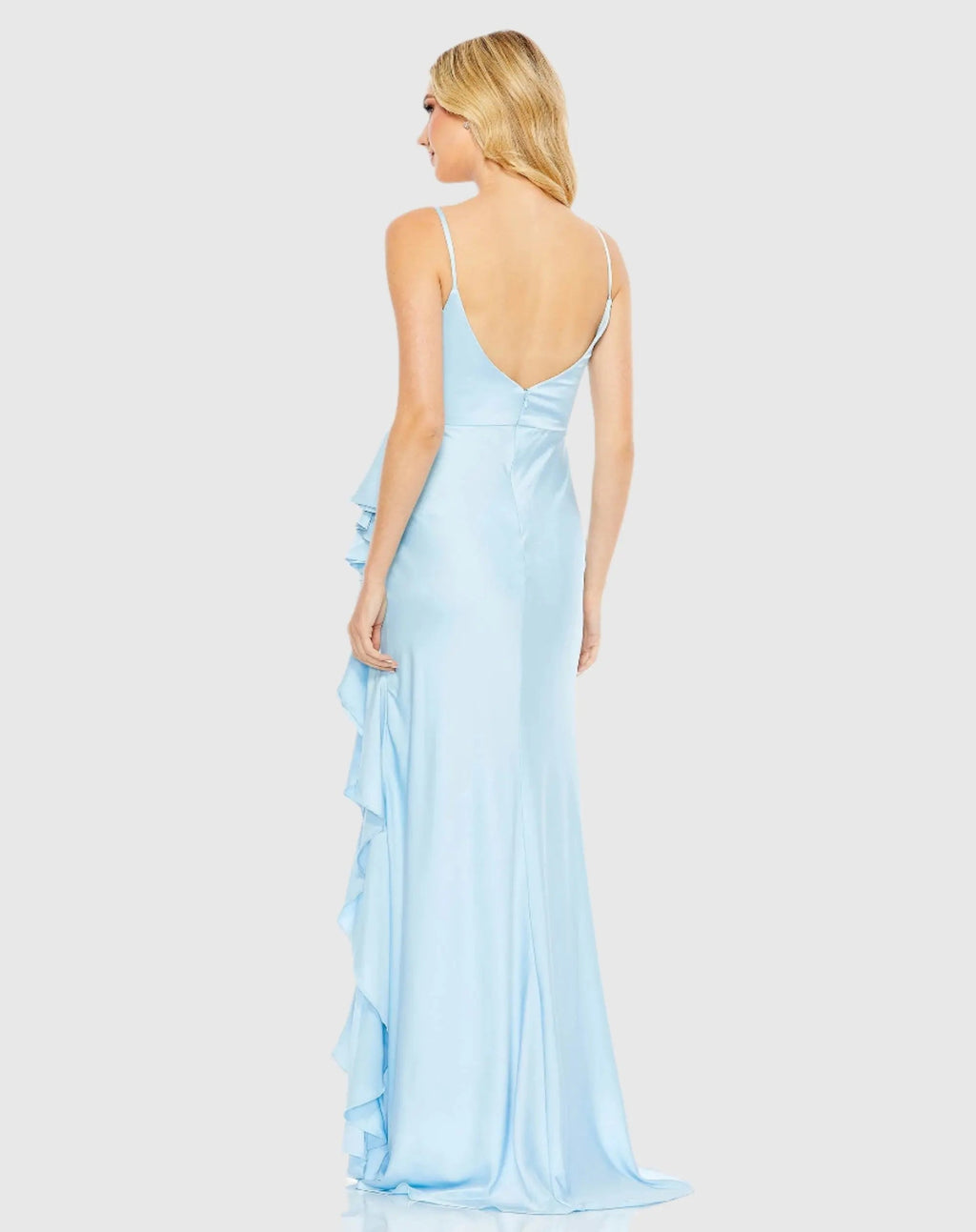 Women's Blue Dress Satin - Blue Ruffle