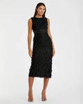 Women's Black Midi Dress Floral Sleeveless