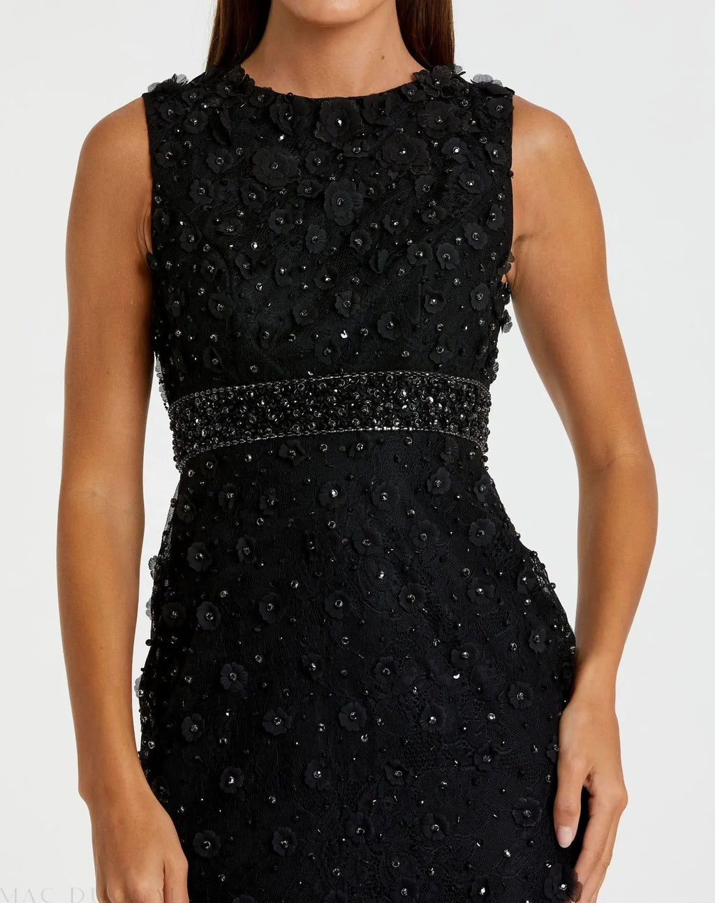 Women's Black Midi Dress Floral Sleeveless