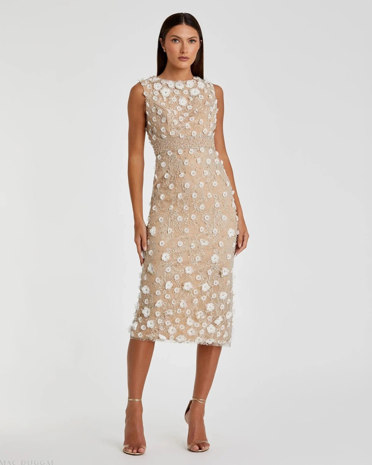 Women's Midi Dress Floral Sleeveless - Mesh