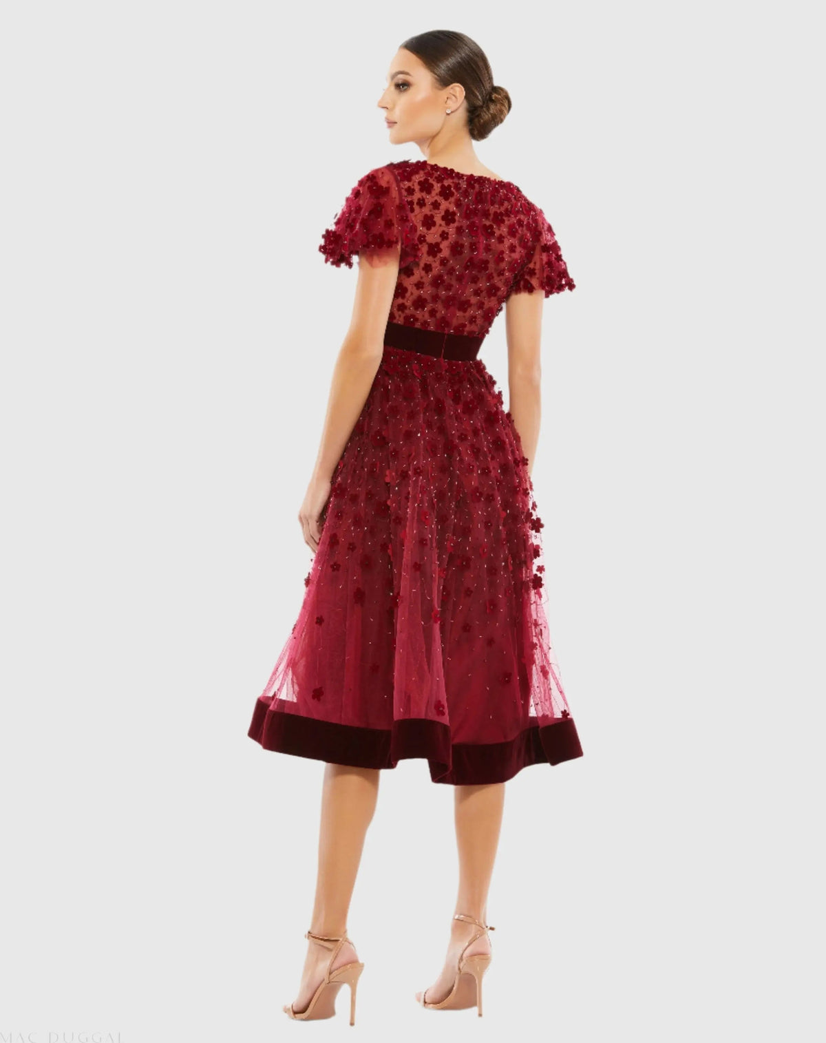 Women's Red Midi Dress Velvet