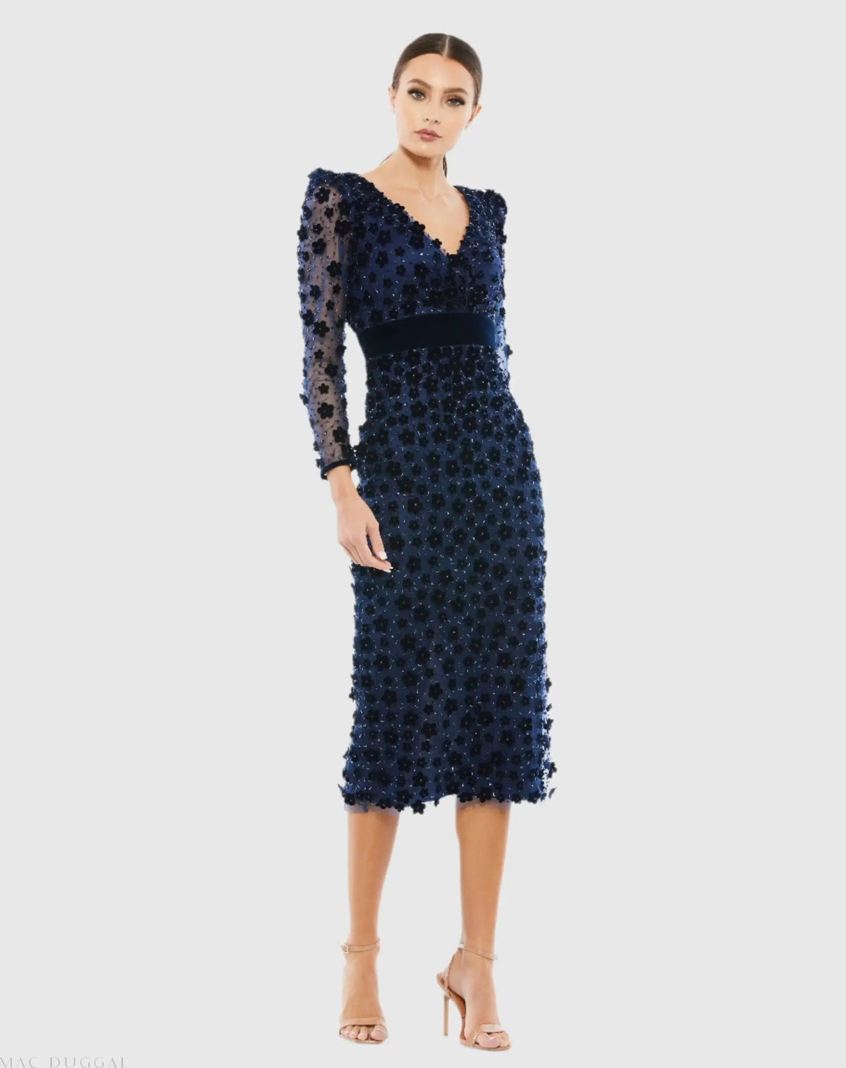 Women's Midi Dress - Floral Mesh
