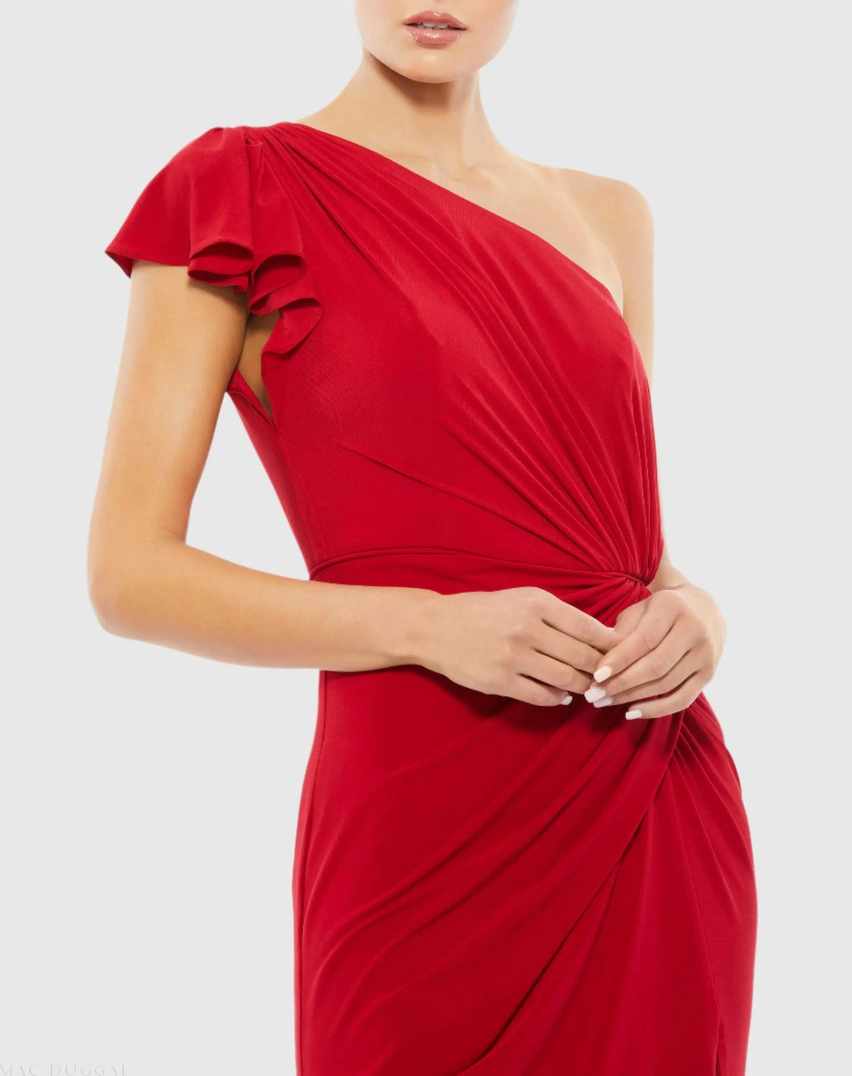 Women's Red Dress One Shoulder - Gown Red