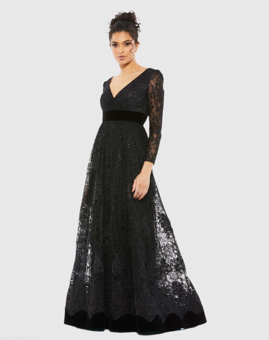Women's Black Dress Lace - Black Velvet
