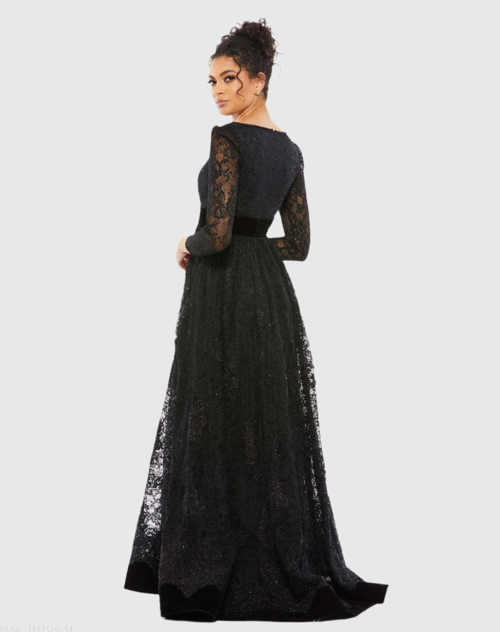 Women's Black Dress Lace - Black Velvet