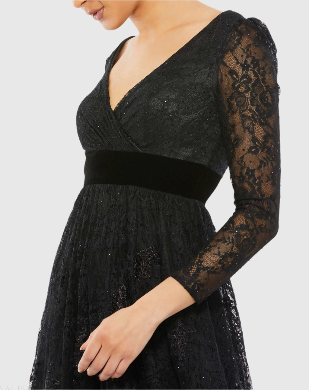 Women's Black Dress Lace - Black Velvet