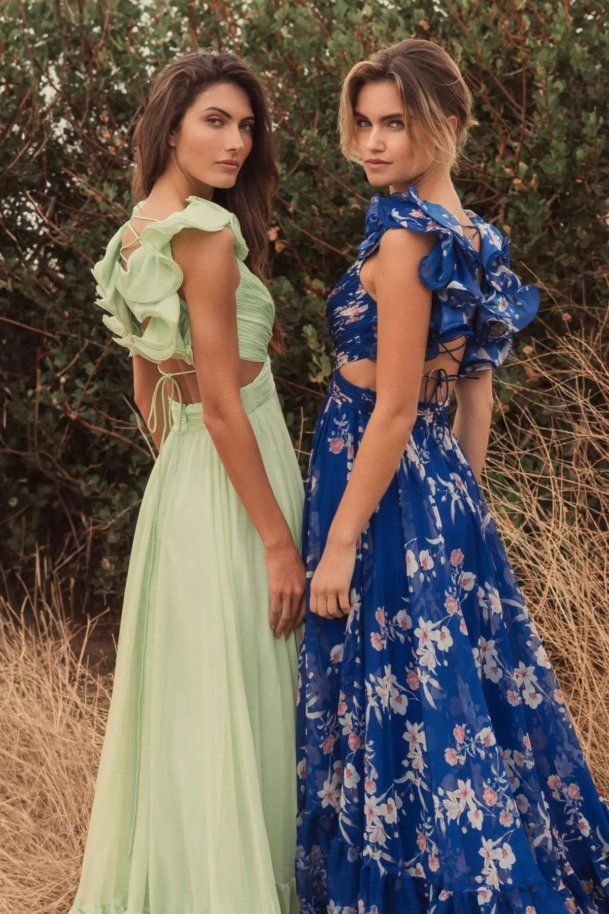 Women's Blue Dress Floral - Blue Lace Ruched