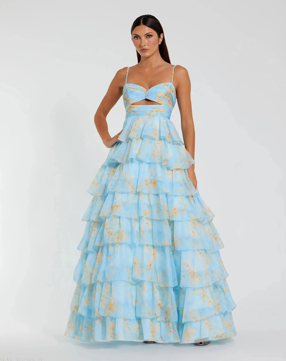 Women's Dress Floral - Ruffle Cutout