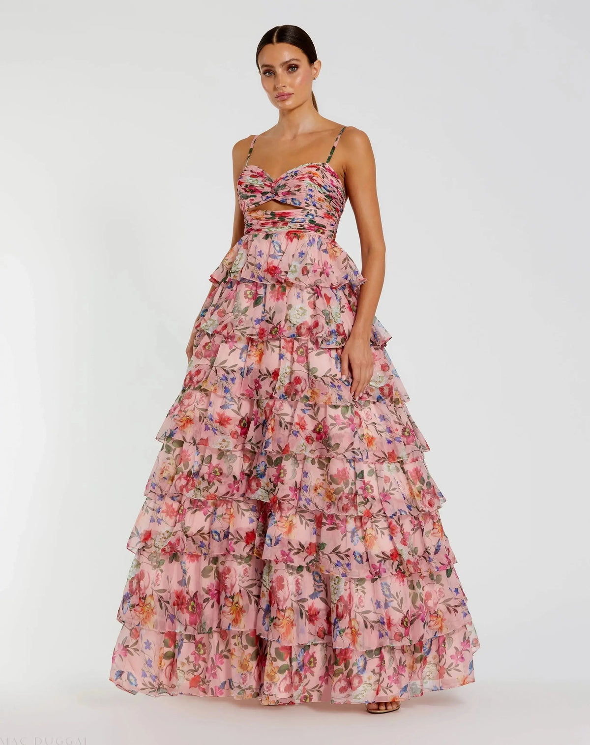 Women's Dress Floral - Ruffle Cutout