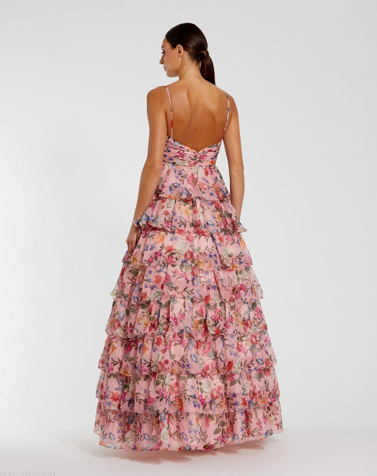Women's Pink Dress Floral - Pink Ruffle Cutout