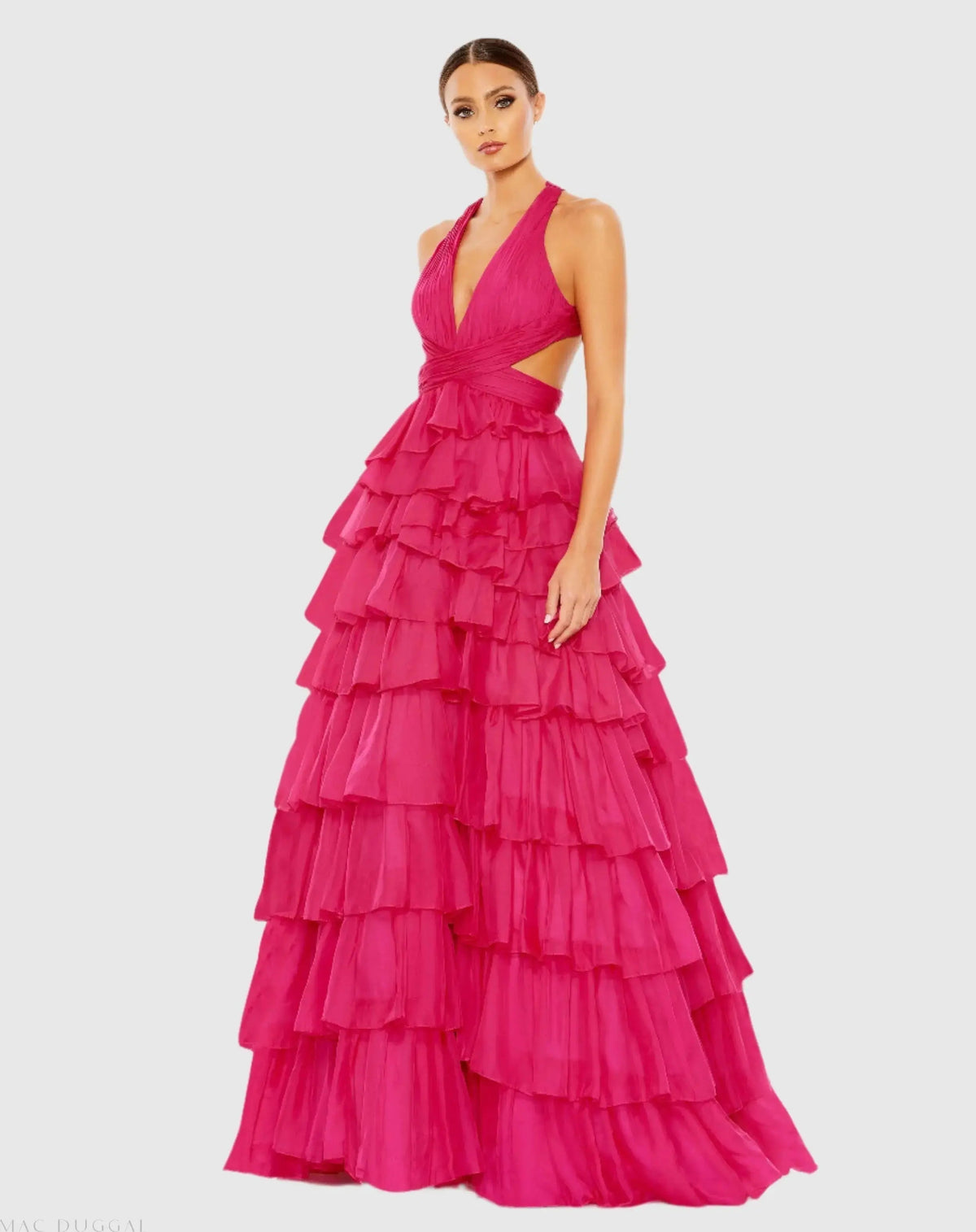 Women's Dress - Pink Ruffle Cutout