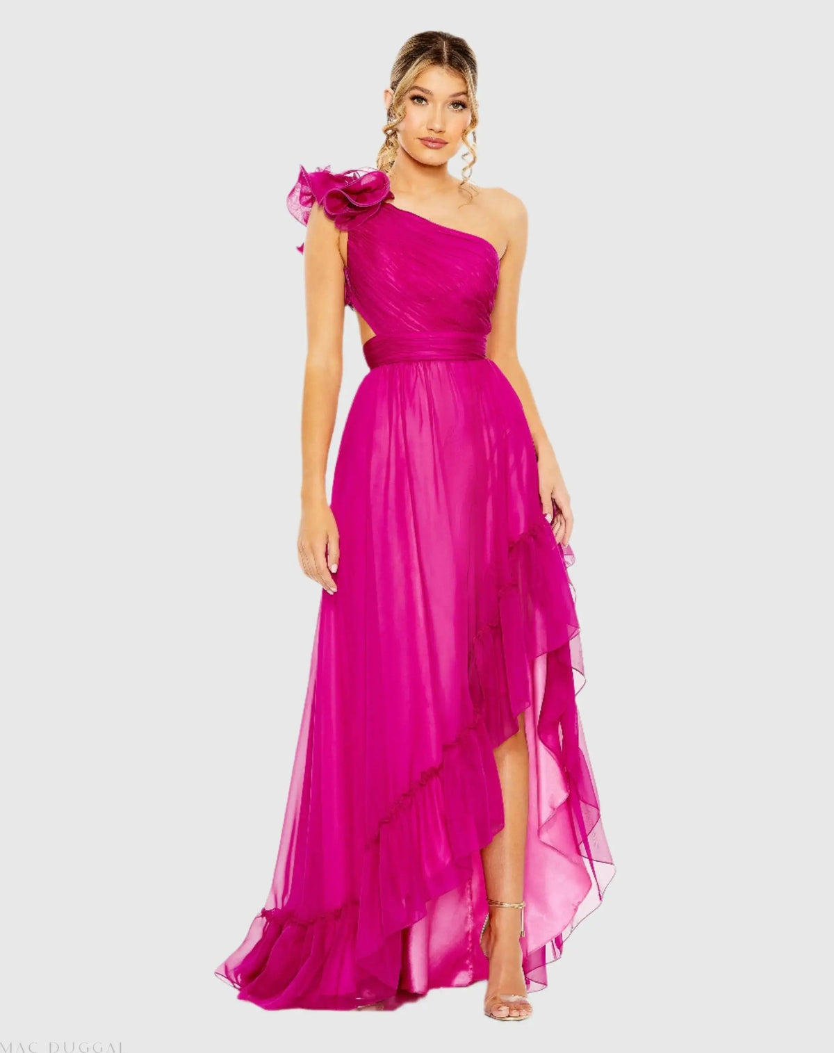 Women's Purple Dress One Shoulder - Purple Lace Ruffle