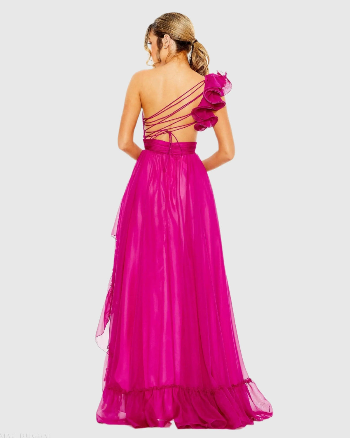 Women's Purple Dress One Shoulder - Purple Lace Ruffle
