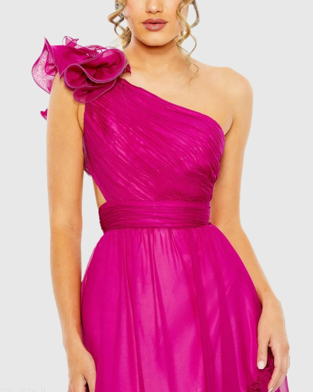 Women's Purple Dress One Shoulder - Purple Lace Ruffle