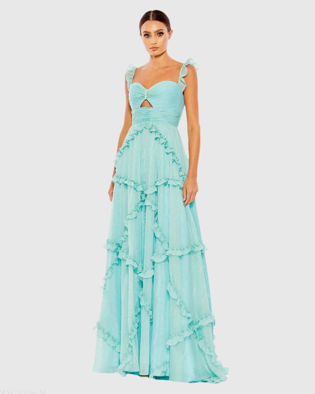 Women's Blue Dress Sleeveless - Blue Satin Ruched