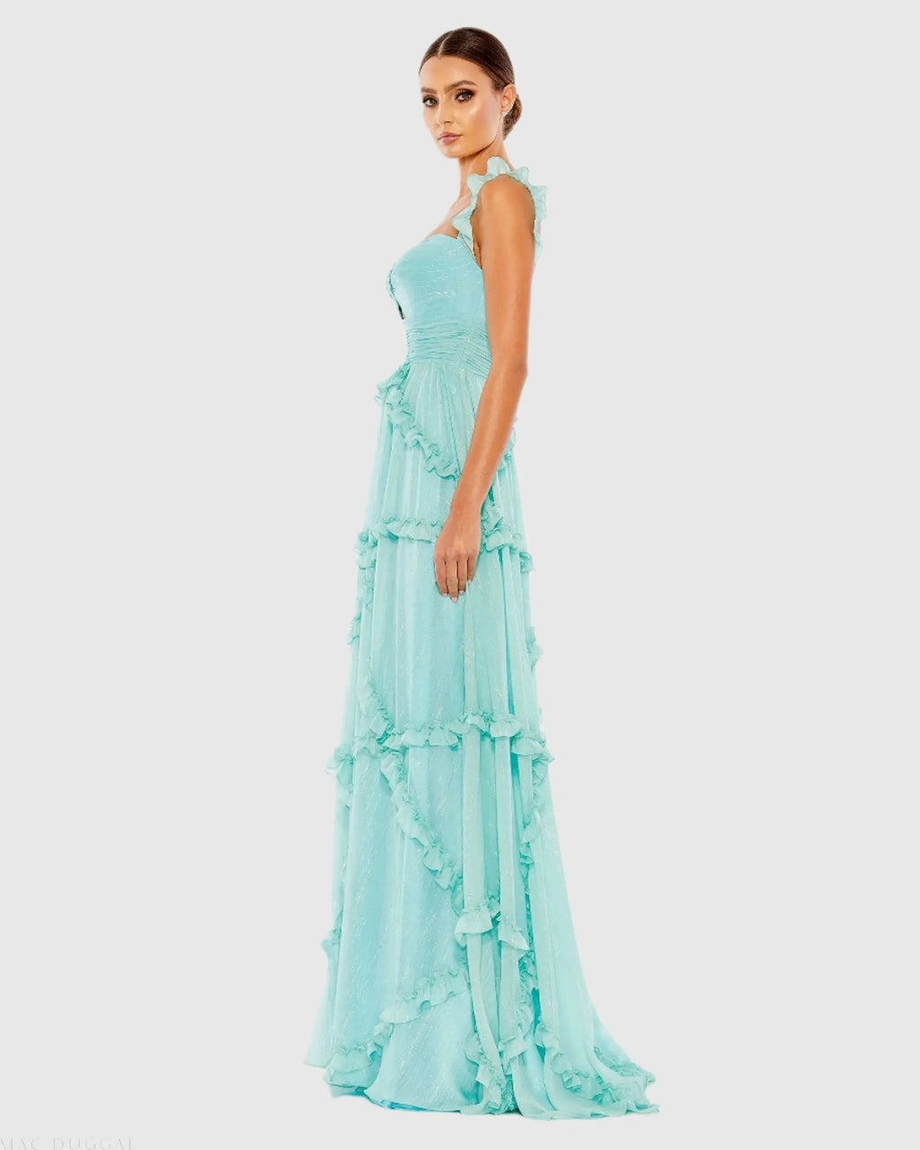 Women's Blue Dress Sleeveless - Blue Satin Ruched