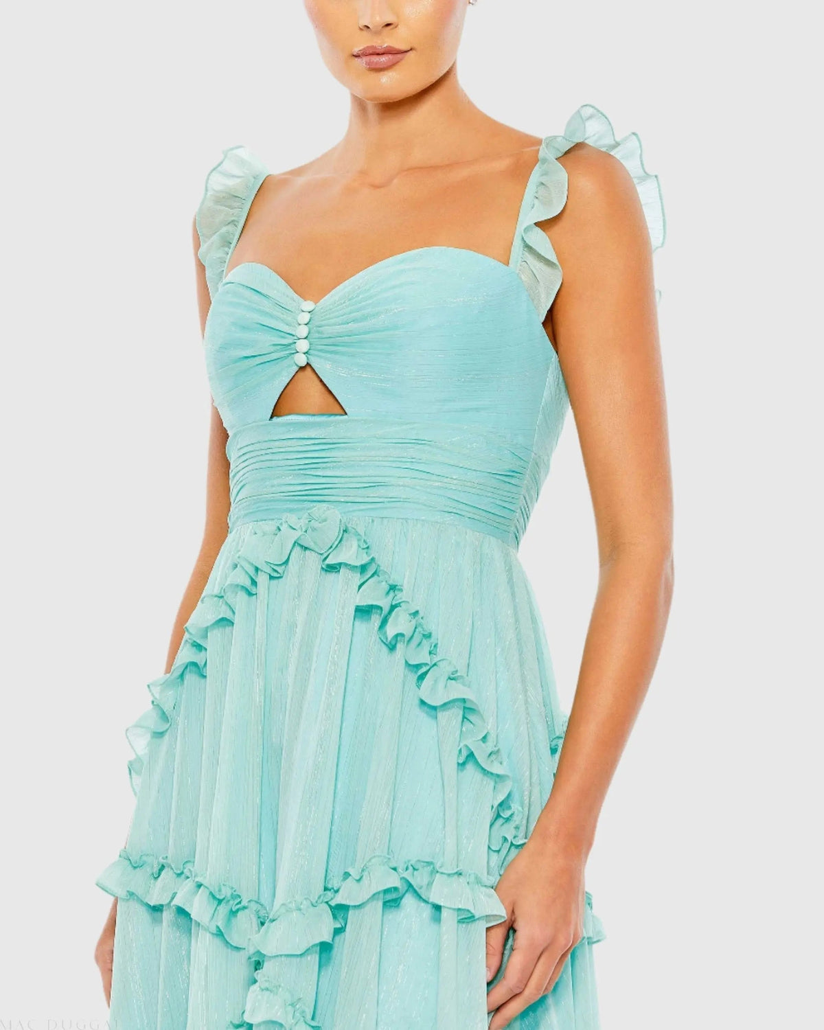 Women's Blue Dress Sleeveless - Blue Satin Ruched